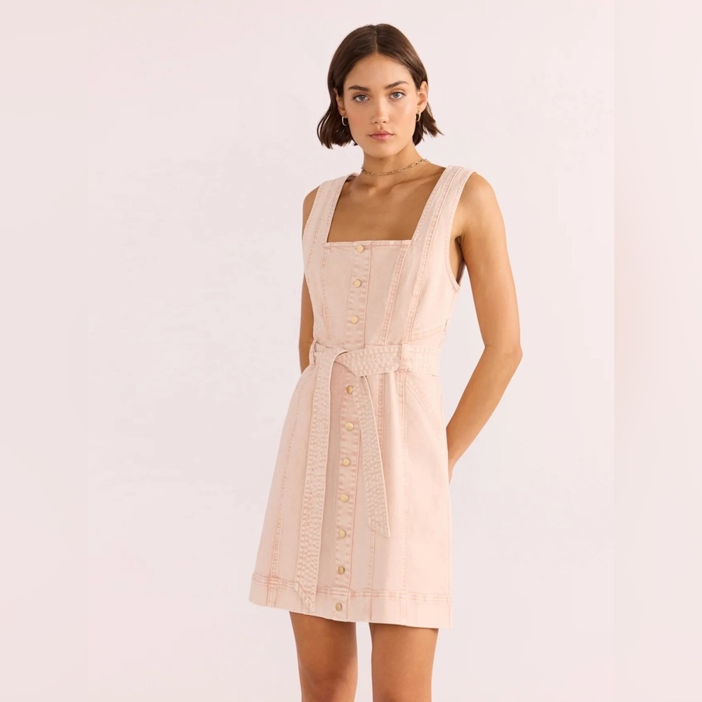 MinkPink Dahlia Pink Denim Panel Dress